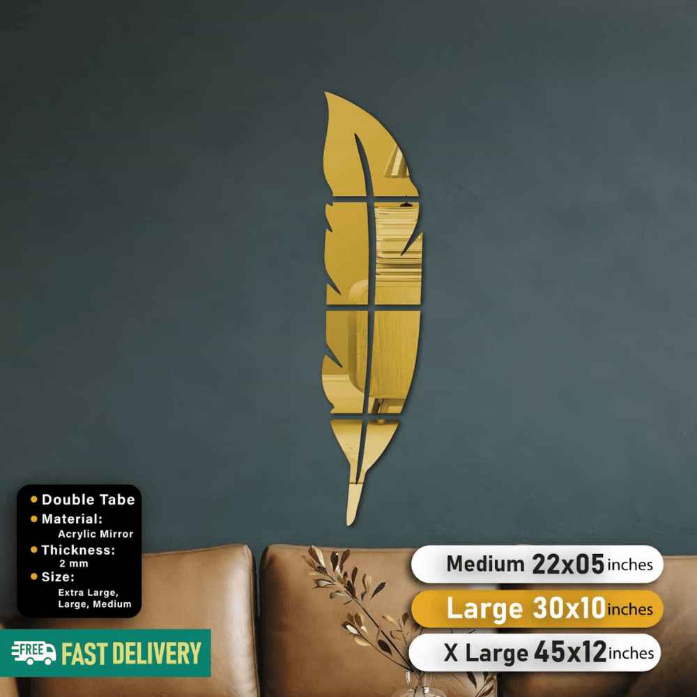 Golden, Silver and Black Acrylic Leaf For Wall Decor